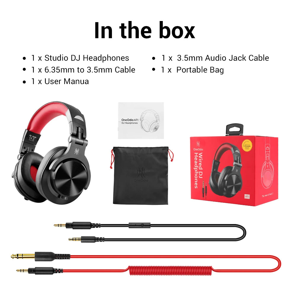 Oneodio Wired Over Ear Headphone With Mic Studio DJ Headphones Professional Monitor Recording & Mixing Headset For Gaming