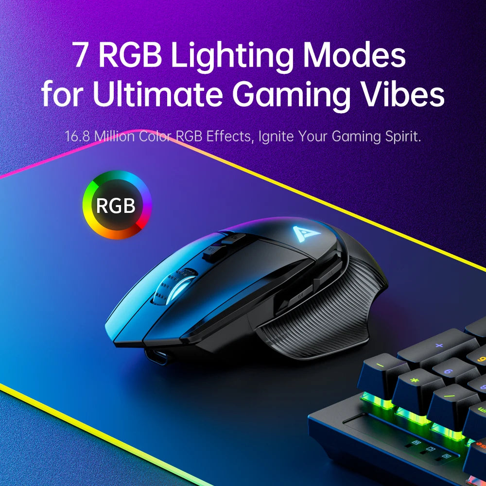 TAIDU TWG502 Gaming Mouse with RGB 2.4G Wireless Bluetooth Mouse 3Mode 14800DPI Lightweight for PC Gamer Computer Laptop