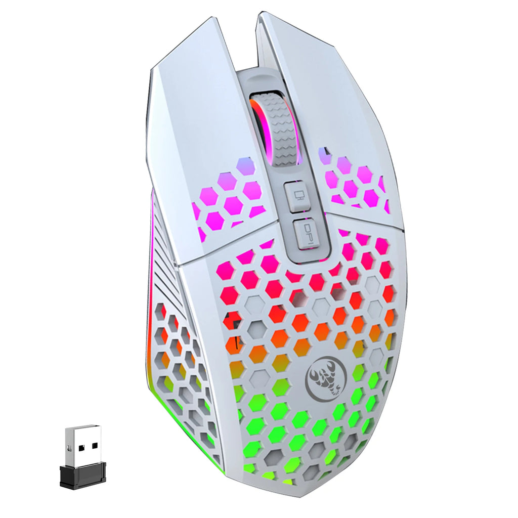 HXSJ gaming T500 rgb rechargeable office laptop cordless Type-C Hollow mute button 2.4GHz game wireless mouse for mac desktop