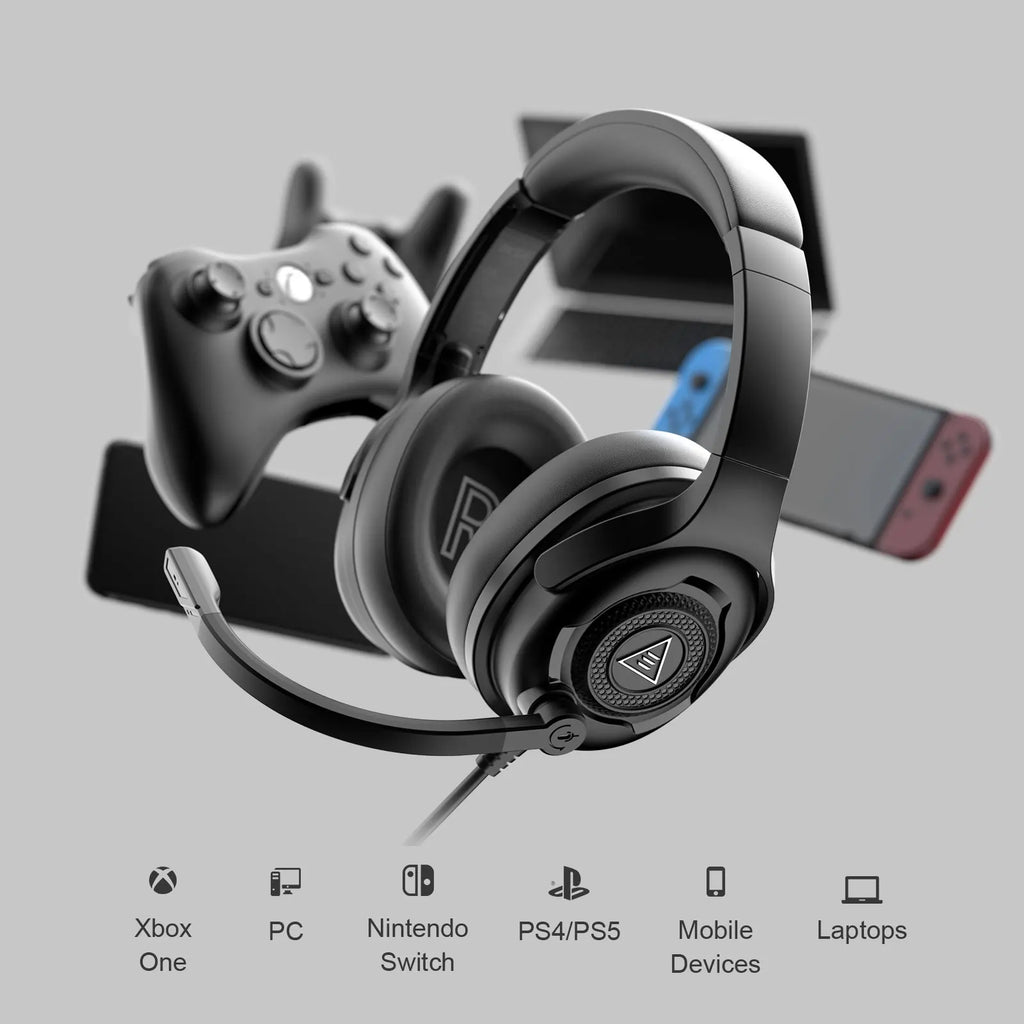 EKSA - E4 Gaming Headset with Microphone, 3.5mm Wired Headset Gamer, Dual Chamber Drivers Stereo Earphones, for PC/PS4/PS5/Xbox