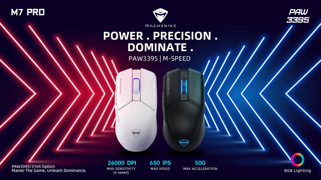 Machenike M7 Pro Gaming Mouse USB Wired 2.4GHz Wireless Mouse PAW3395 26000DPI 650IPS 7 Button 74g RGB For Laptop PC Mouse Gamer