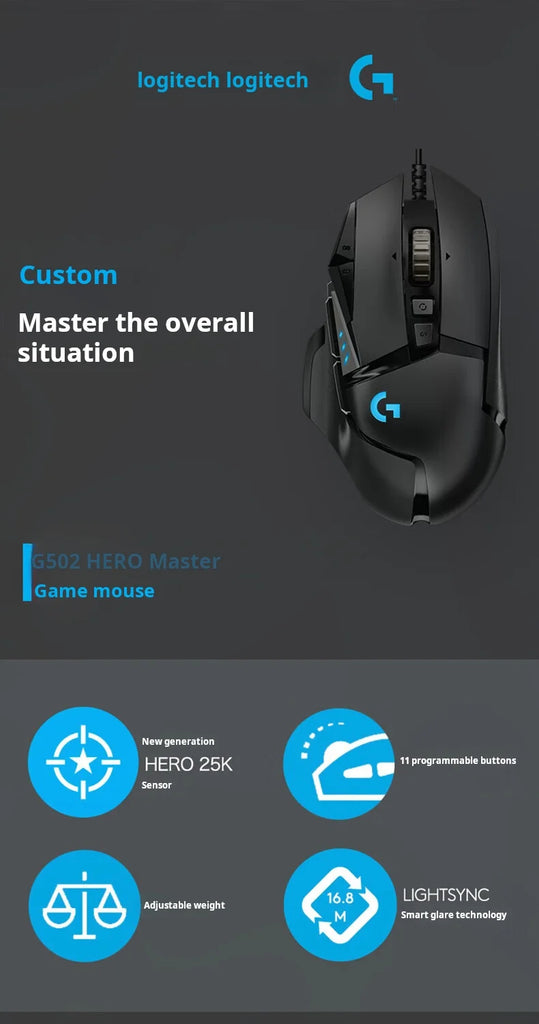 Logitech G502hero Master Wired Gaming Mouse 502 Esports Machinery Eat Chicken Macro CS Programming Peripheral