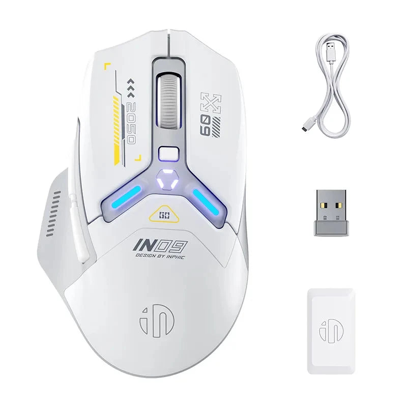 Inphic IN9 Wireless Gaming Mouse Rechargeable PAW3325 Bluetooth Mouse RGB Lighting Effect Desktop Computer Laptop Universal