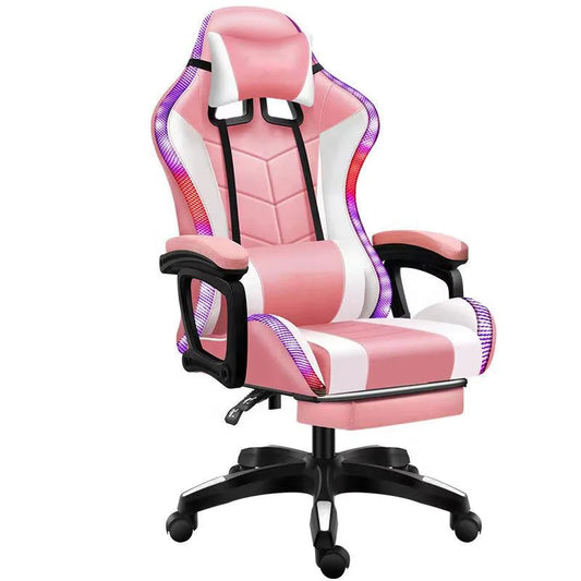 Colorful Reclining Gamer Chair Rgb Massage Gaming Chair With Lights and Speakers PU Leather Predator Racing Chair With Footrest
