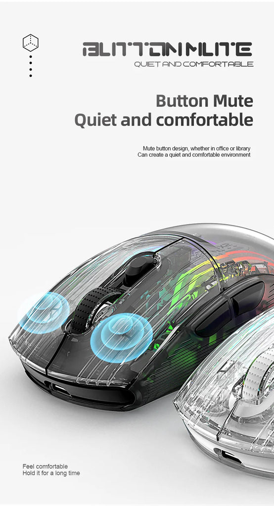 Attack Shark X2 Pro Magnetic Charging  Bluetooth Mouse, Tri-Mode , RGB Lights, Transparent, Battery Indicator, Computer Phone