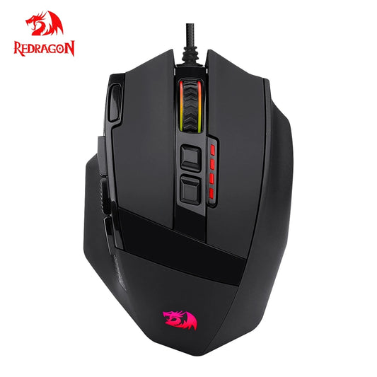 REDRAGON SNIPER M801 USB RGB Wired Gaming Mouse PAW3327 9 buttons programmable 12400DPI game Optical mice for PC Laptop Computer