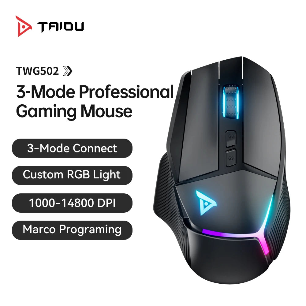 TAIDU TWG502 Gaming Mouse with RGB 2.4G Wireless Bluetooth Mouse 3Mode 14800DPI Lightweight for PC Gamer Computer Laptop
