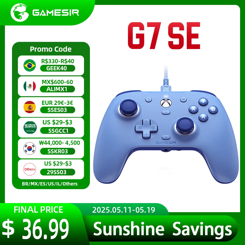 GameSir G7 SE Xbox Gaming Controller Wired Gamepad for Xbox Series X, Xbox Series S, Xbox One, with Hall Effect Joystick