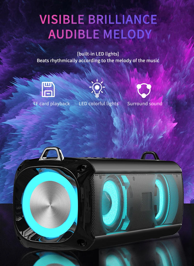 Rockmia RGB Speaker EBS-045 AliExpress Choice Portable Wireless Music Player & Soulder Straps LED Bluetooth 5.0 TF USB-C Aux