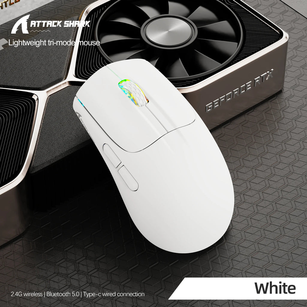 Attack Shark X5 Wireless Mouse Bluetooth Tri-Mode PAW3212 Sensor 4000DPI Optical RGB Mouse for PC Laptop Office Gaming