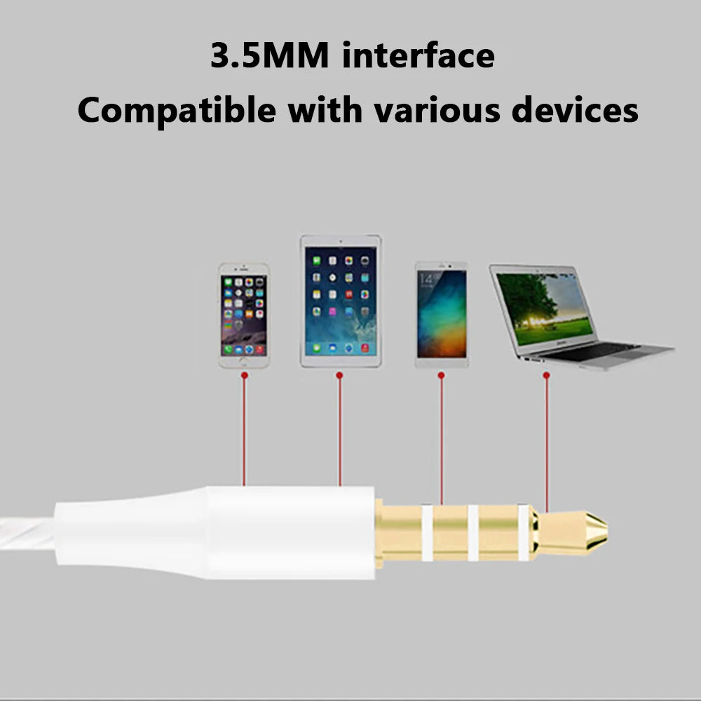 3.5mm Wired Headphones HiFi Stereo in-ear Earphones Gaming Headsets with Microphone Sports Earbuds for Xiaomi Huawei iPhone