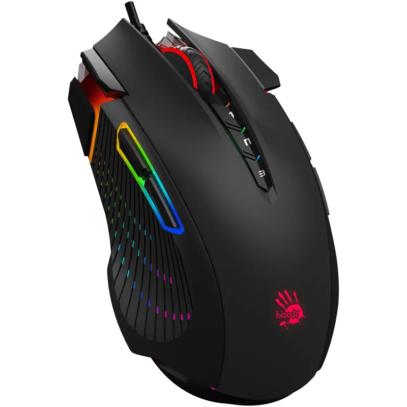 Bloody J90s Gaming Mouse, BC3332-S Gaming Engine, 8000 CPI, Acceleration 25 g, Metal X'Glide Armor Boot